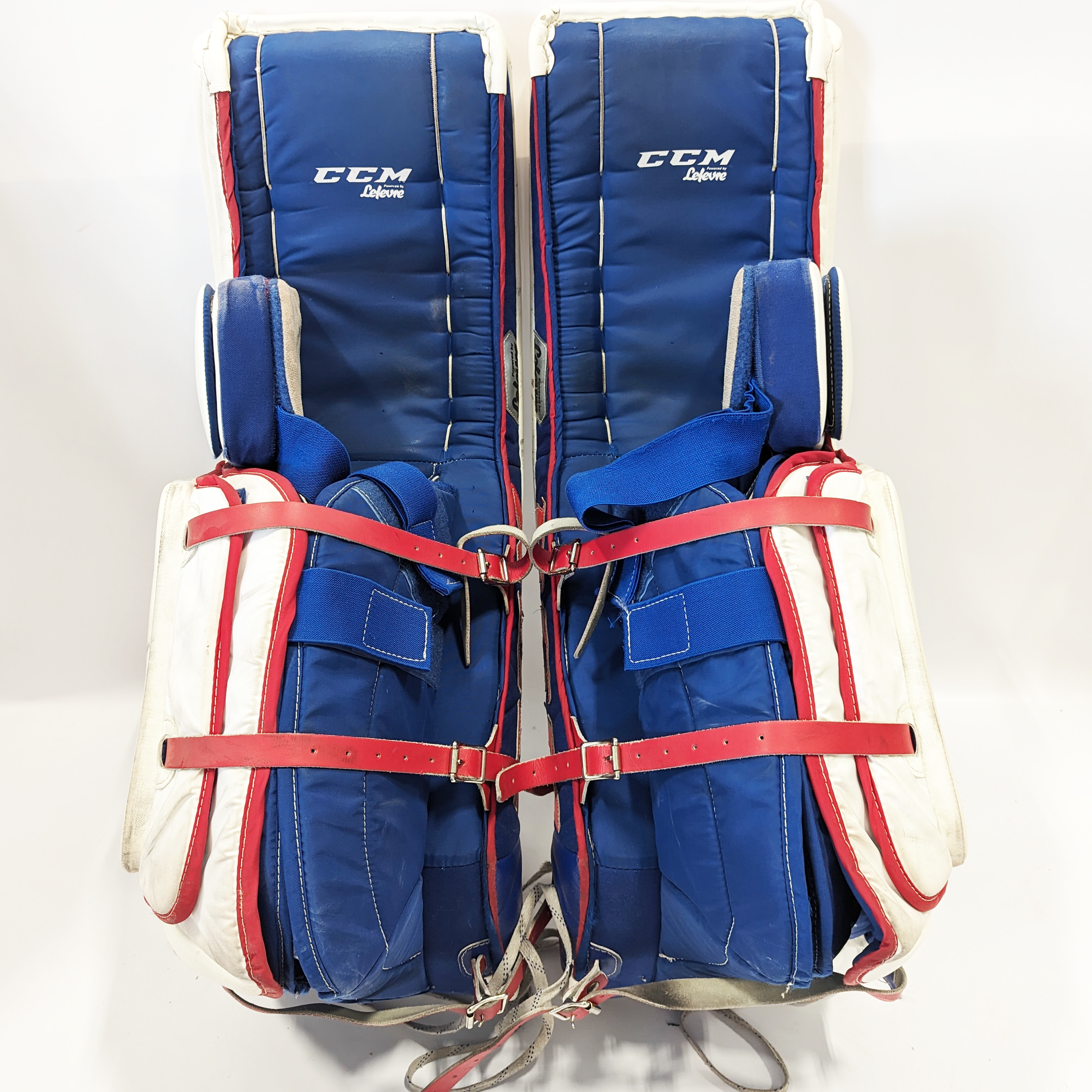 CCM Premier II - Jambières de gardien de but Pro Stock d'occasion (blanc/rouge/bleu)